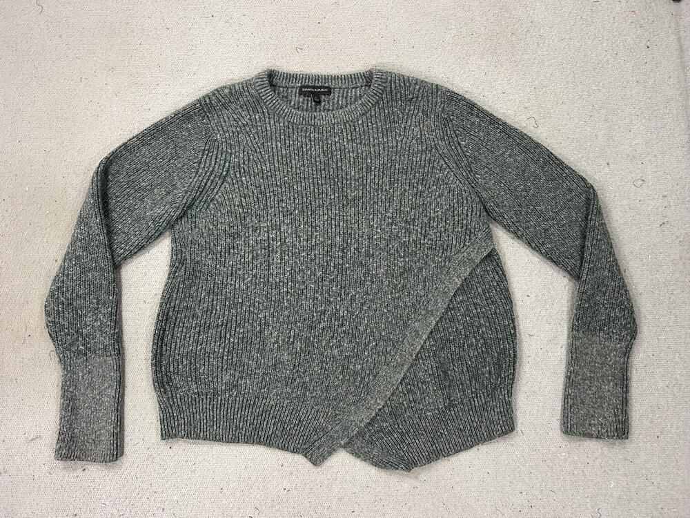 Banana Republic Sweater Womens Large Cedar Green Butterfly Front Wool Mohair